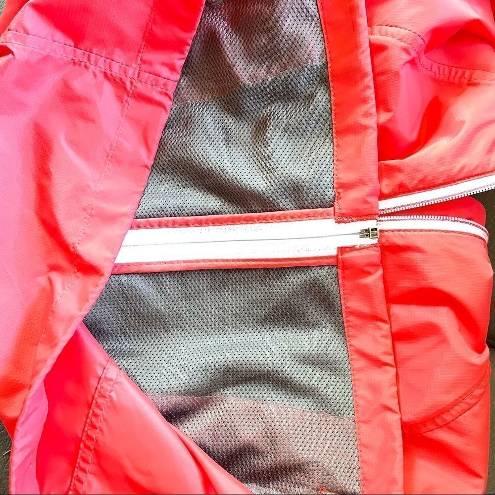 Eddie Bauer red orange windbreaker coat jacket small hood hooded front zip EUC - Picture 16 of 16